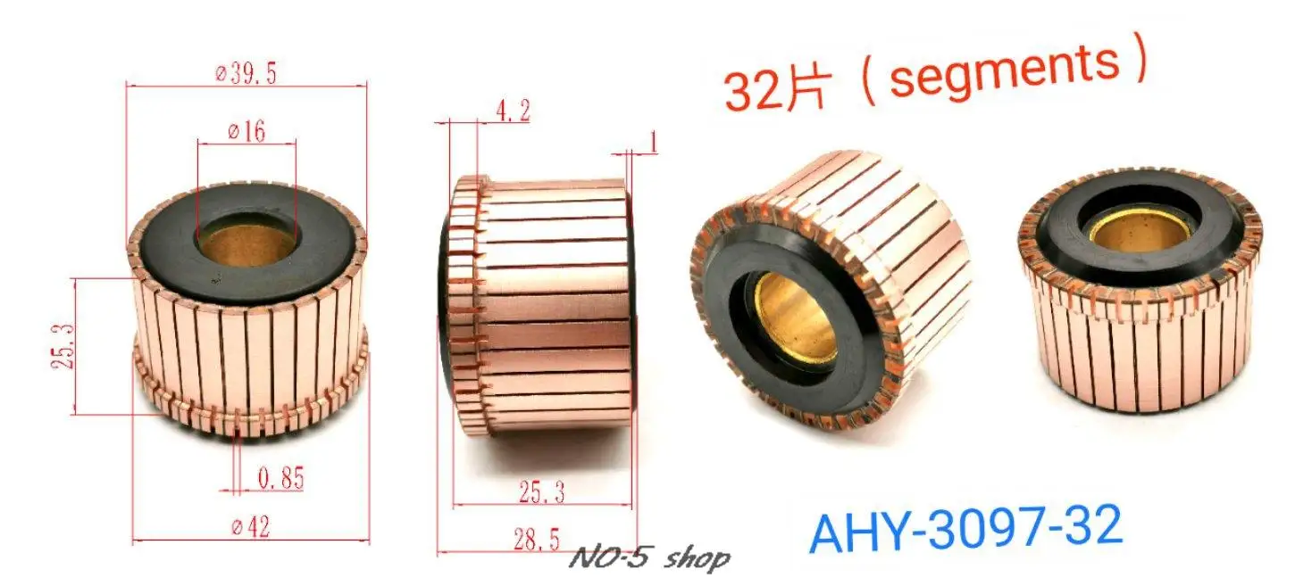 

5pcs 39.5x16x25.3(28.5)x32P Copper Bars Electric Motor Commutator