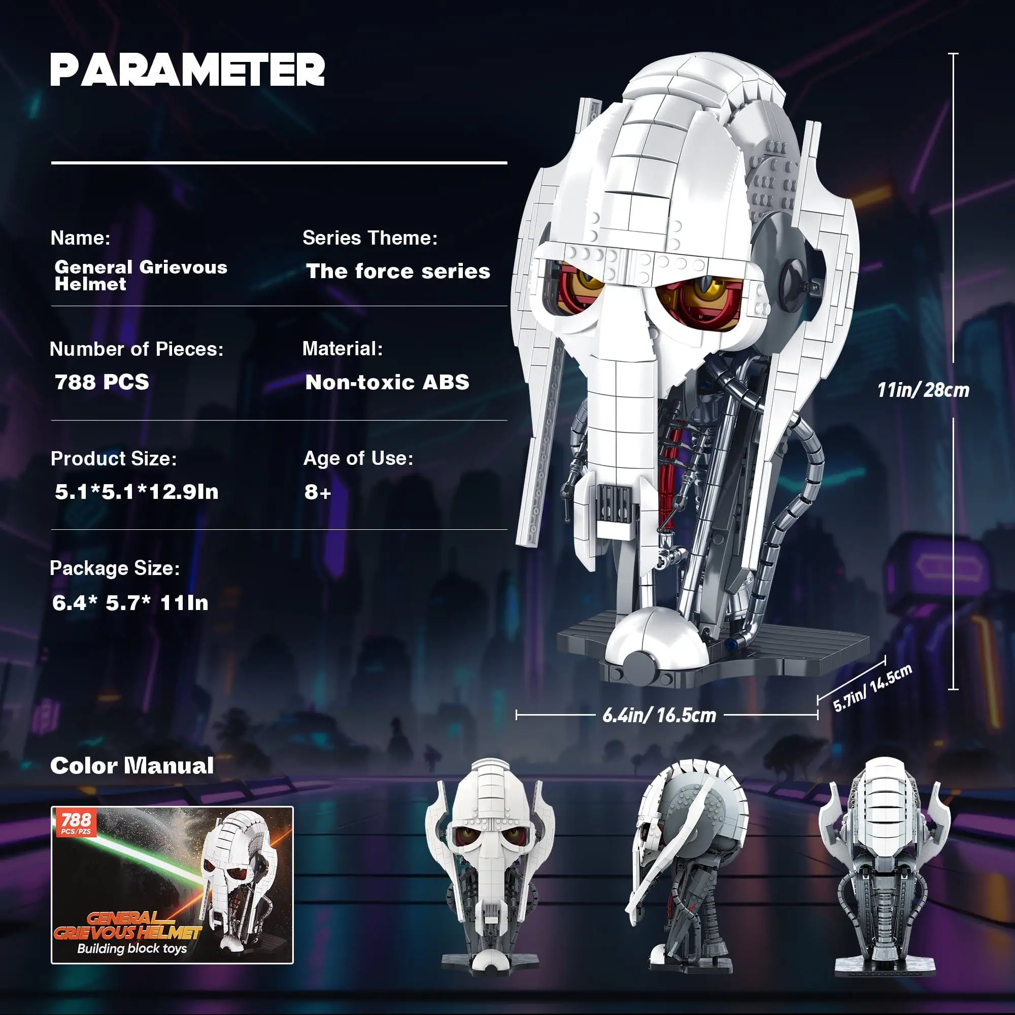 788pcs MOC Idea General Grievous Helmet Building Blocks Bricks Model Helmet Collection Assembling Toys For Children Adults Gift