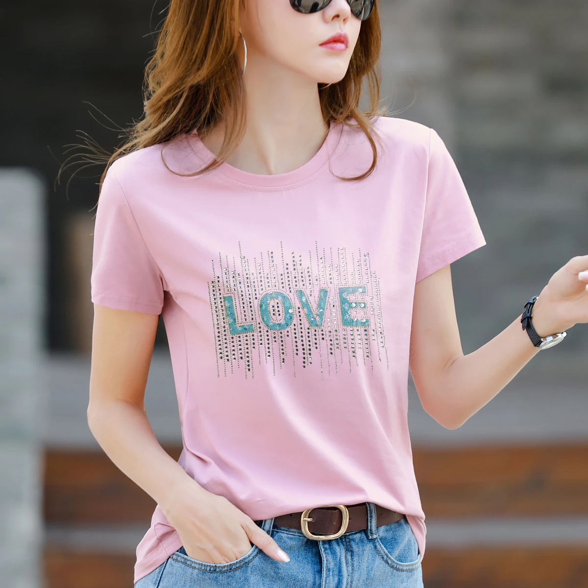 

TuangBiang Summer Letter Hot Drill 2024 Comfort Short Sleeve Cotton Women O-Neck T-Shirts Loose Casual Solid T Shirt LadiesTopsv