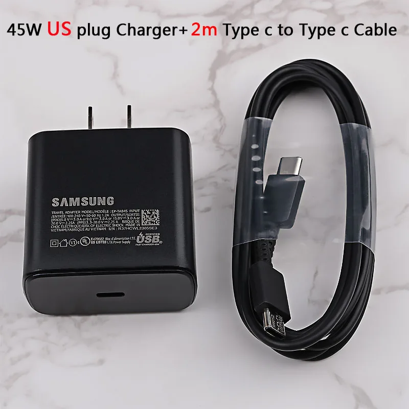 Original Samsung S20 S22 Ultra 45W Surper Fast Charger PD Quick Charge Adapter TypeC For Galaxy S20Plus Note 10+ A90 A80 Tab S7+ usb triple socket Chargers