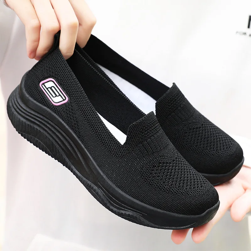 Women's 2024 Spring New Single Shoe Cloth Shoes Breathable Soft Elastic Casual Women's Shoes Wide Toe