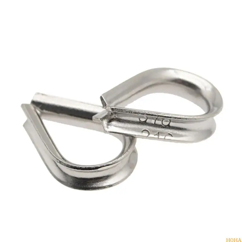N0HA 10Pcs Stainless Thimble Rigging Fixing Workpiece Wire Rope Protective Sleeve