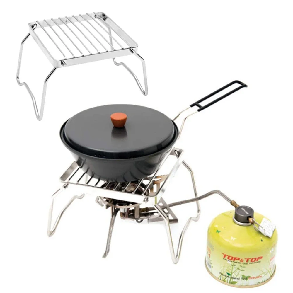 Camp Grill with Foldable Legs Stainless Steel Grill Grate Portable Grid for Backpacking Camping Hiking Picnic Travel Fish