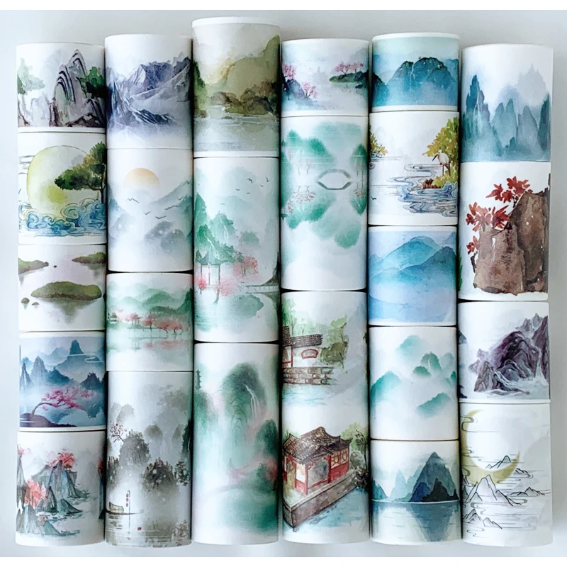 26 Landscape Mountain Washi Tape Adhesive Masking Tape Planner DIY Craft Scrapbooking Diary Journal Sticker Decorative Wholesale