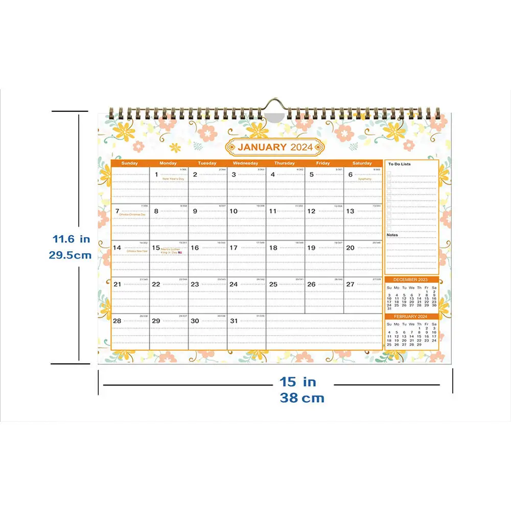 Calendrier mural de bureau avec grand calendrier mensuel Liberty, licence  de bureau à domicile, calendrier de verrouillage des notes, 2023.7-2024.12  - AliExpress