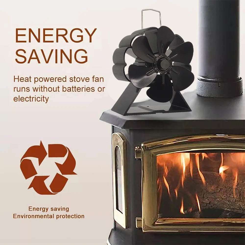Heat Powered Stove Fan Eco Quiet 6 Blades Log Wood Burner Fireplace Fan Winter Warmer Home Efficient Heat Distribution stove fan