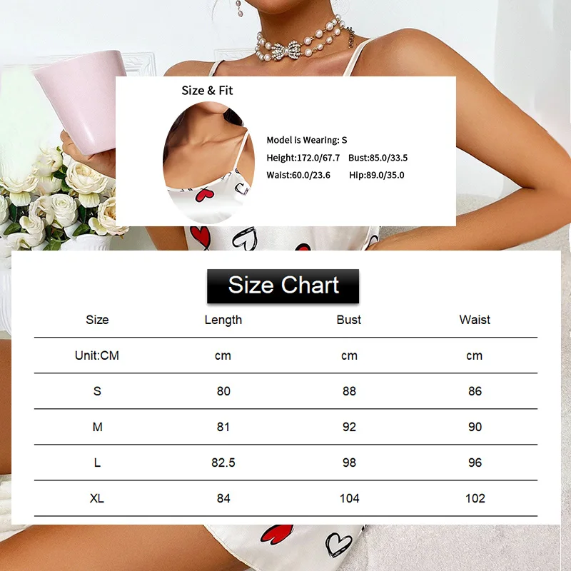 Sexy Sleepwear For Women Satin Lingerie Chemise Slip Nightgown Short Dress Sleep shirt Babydoll Pajamas Print Homewear Pijama - 6