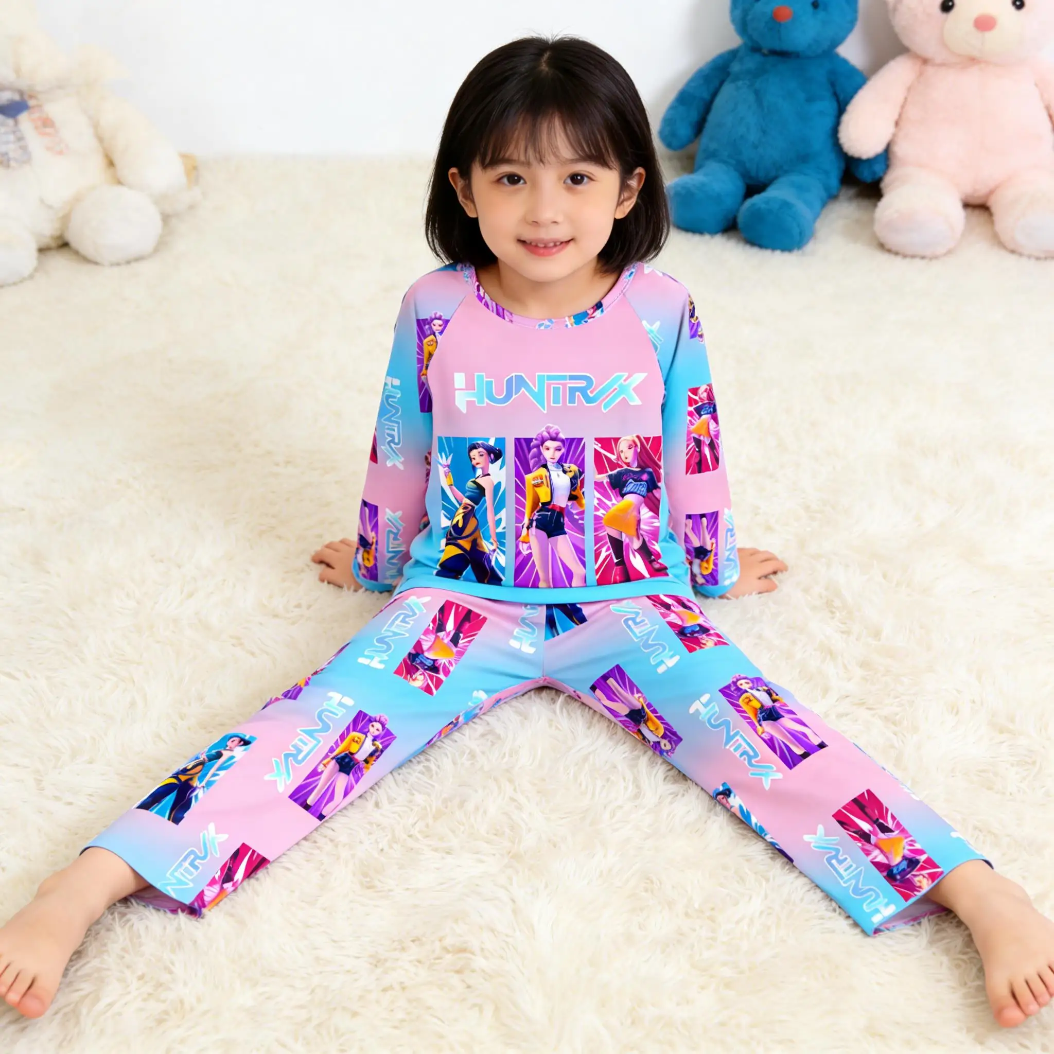 Garçons filles pyjamas ensembles enfants 3 4 5 6 7 8 9 10 11 12 ans Kpop chasseurs de démons à manches longues Pijama enfant en bas âge vêtements de nuit enfant