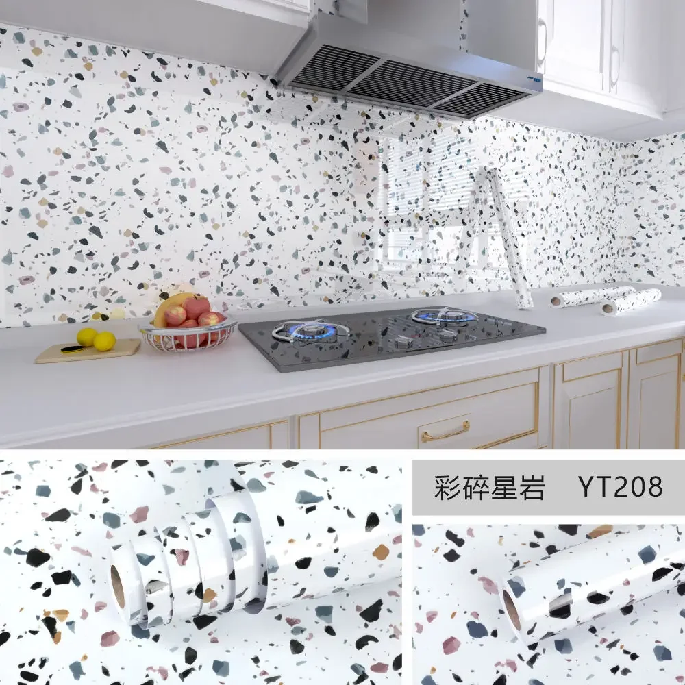Papel tapiz autoadhesivo de mármol de 10 m x 80 cm, resistente al agua, a prueba de aceite, pegatinas de cocina, película decorativa termoestable, decoración del hogar