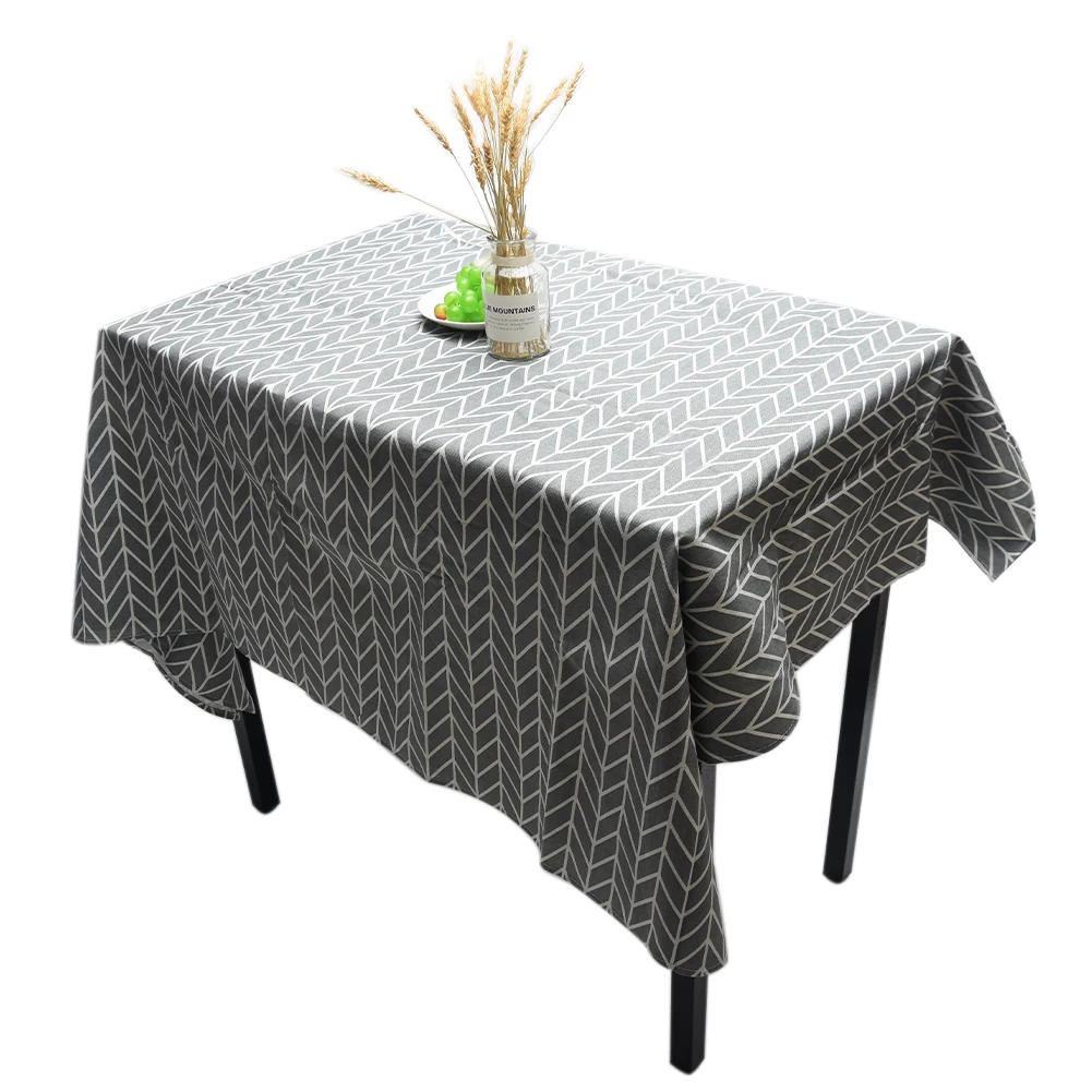 

Tabletop Simple Cotton Linen Gray Table Cover Dinning Tablecloth Decor