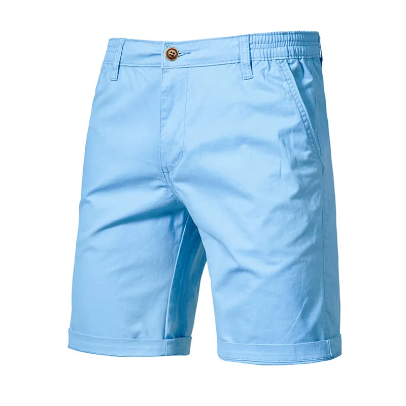 Summer Mens Beach Shorts Solid Basic Cotton Tight Casual Suit Pants Large Size Straight Tube Slim Fit Sweatpants Men Clothing 4