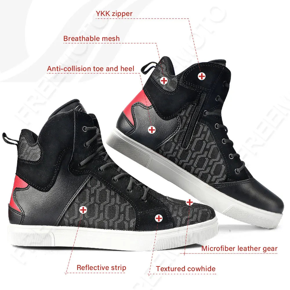 Motorcycle Boots Reflective Off-road Boots Men Women Casual Breathable Shoes Race Track Pull Locomotive Sneakers Riding Botas