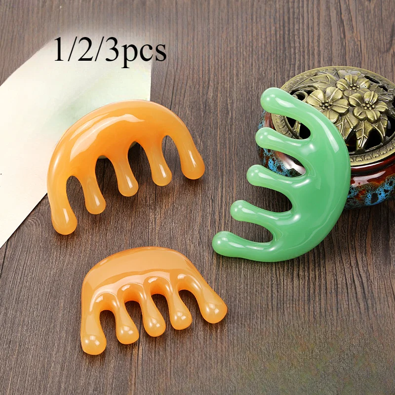1/2/3pcs Five-tooth meridian massage comb resin head point massage instrument five-claw decompression portable small comb hair comb hair brush comb hair comb set
