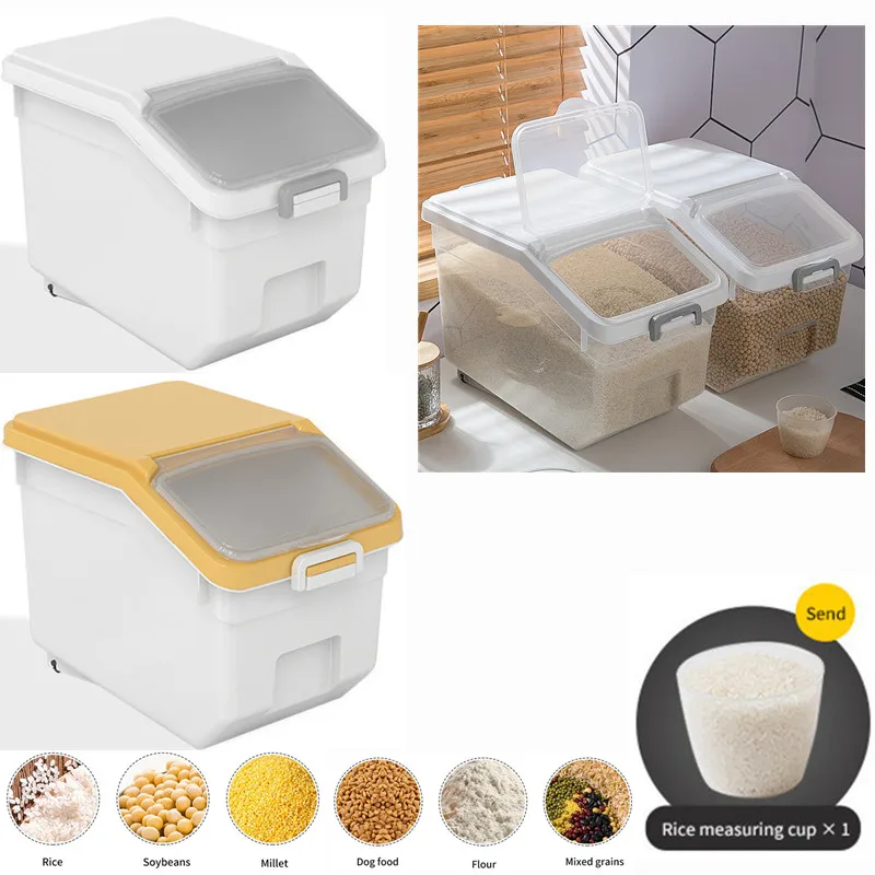 Rice Storage Box Sealed Grain Bucket Coffee Bean Pet Food Container Storage  Tank Kitchen Rice Storage Boxes Insect prevention