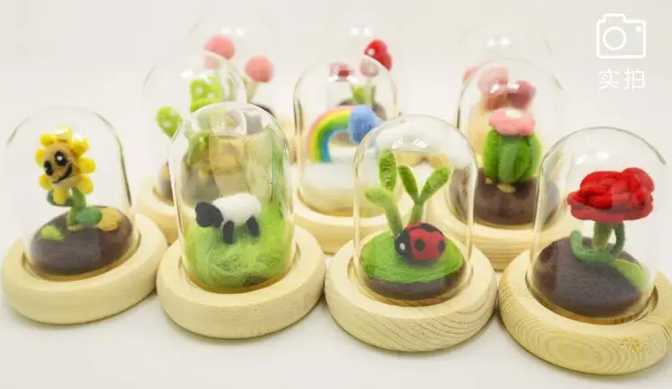Creative glass cover wool needlepoint kit wool felt needle felting Decoration craft needlecraft DIY handmade