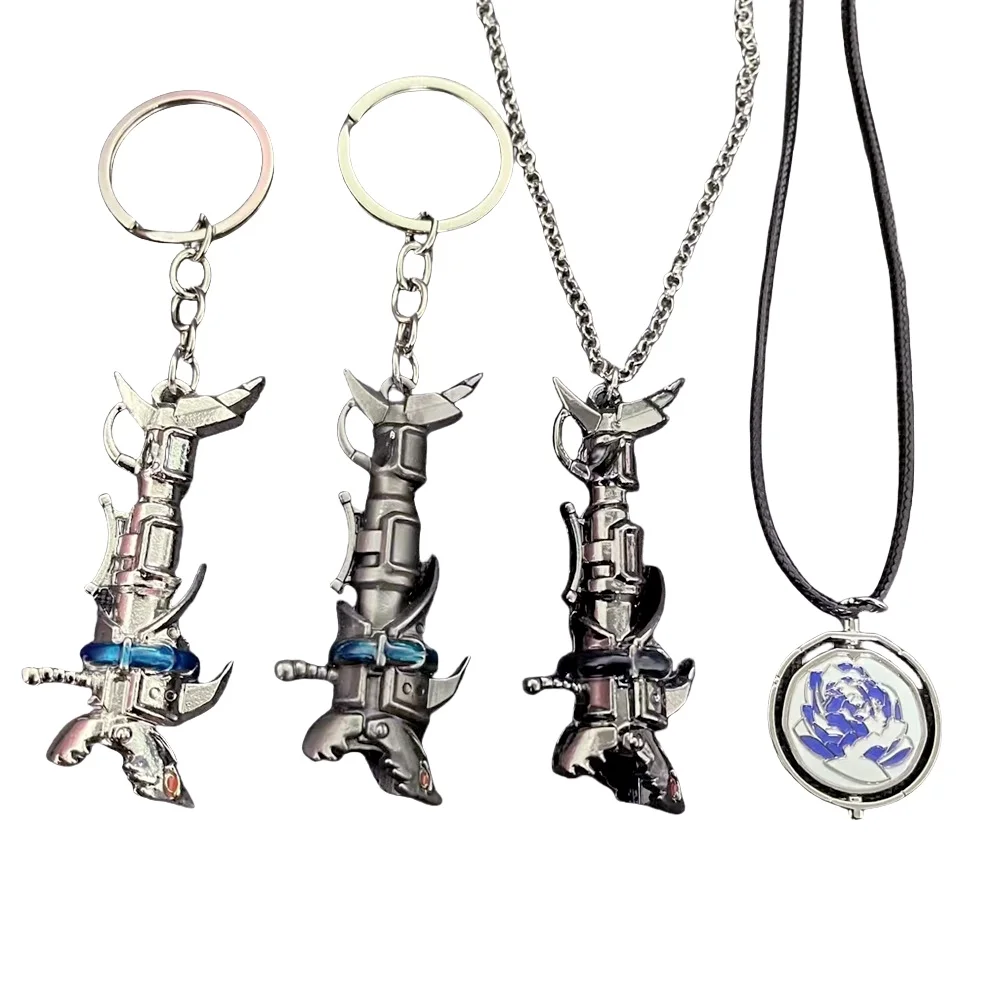 Arcane-Inspired Ekko Rotating Pendant Keychain - Powder Blue & Pink Rose Design