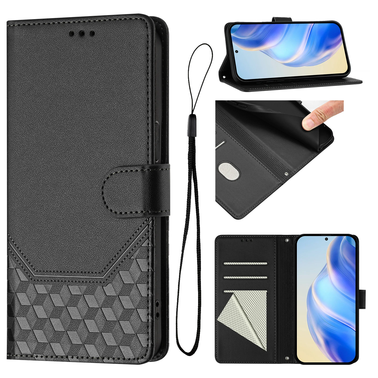 3D Leather Phone Wallet Case Book Cover