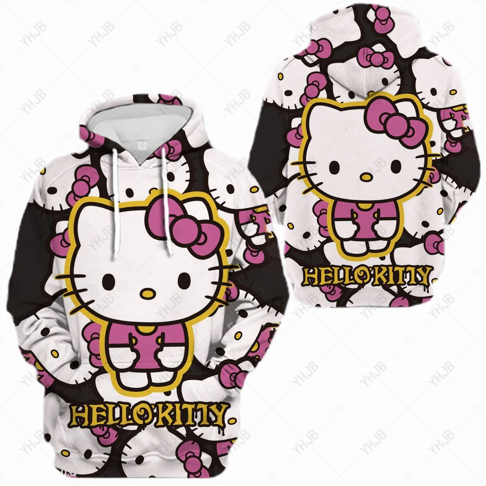 

Kawaii Hello Kitty аниме Смешные Мультфильмы толстовки для женщин Kawaii Hello толстовка с котенком графика для детей Harajuku Женская толстовка