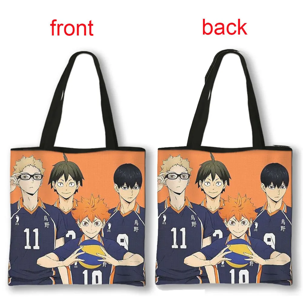 Anime Volleyball Juvenile Shoulder Bag Cartoon Volleyball Haikyuu!! Women Handbags Shoyo Hinata Fly High Tote Bag Shopping Bags 