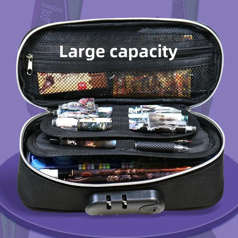 Evangelion Unit-01 Canvas Pencil Case - Cute Anime Character Stationery Pouch