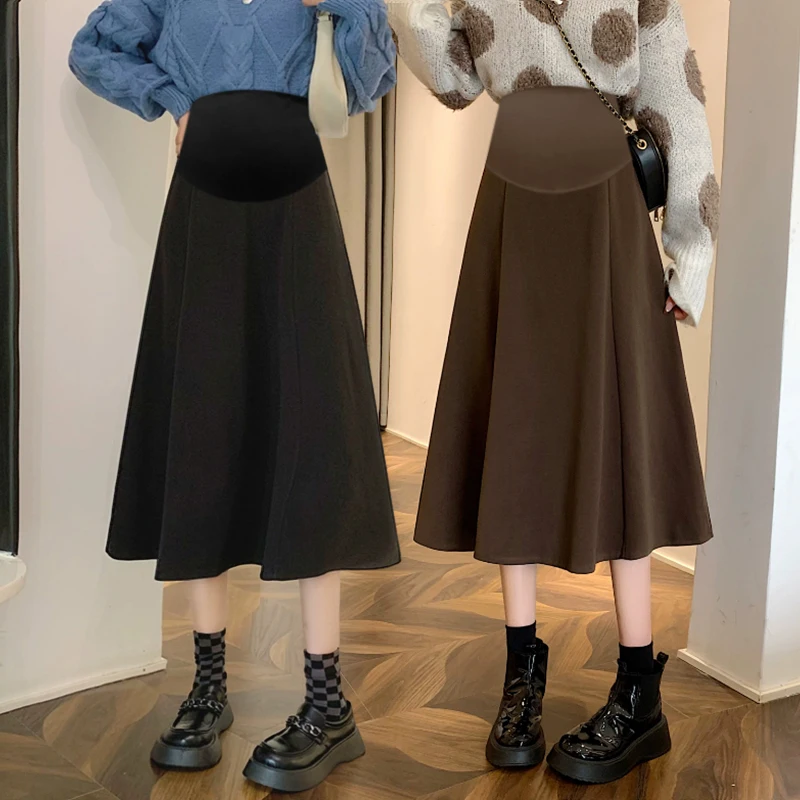 Workplace Cotton Long Maternity Half Skirts for Pregnant Large Size Pregnancy Women Clothes