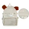 Fashionable Transparent Dog Themed Nylon Backpack with PVC Ita Bag Daypack for School Travel Shopping F3MD 3