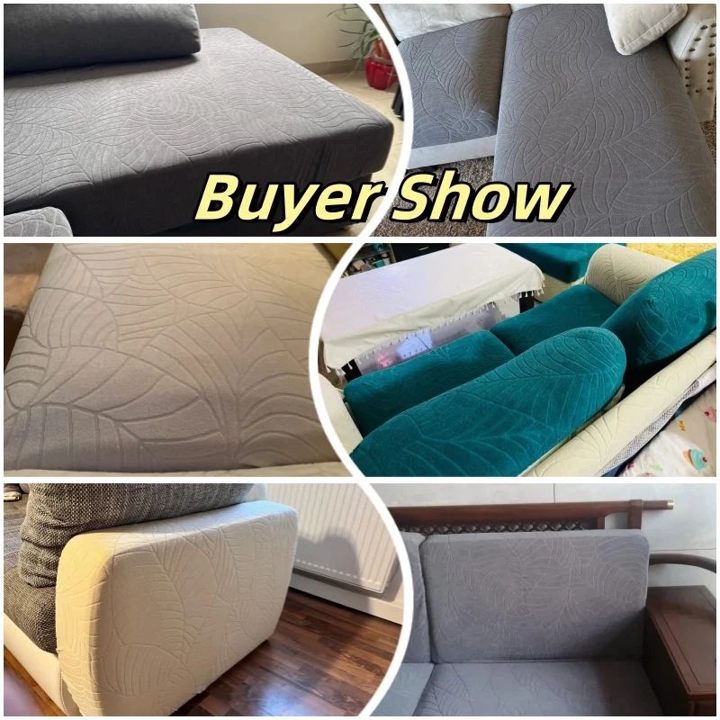 High Quality Thick Jacquard Sofa Cushion Cover For Living Room Anti-slip Anti-dust Solid Color 1PC Elastic Sofa Cover 6