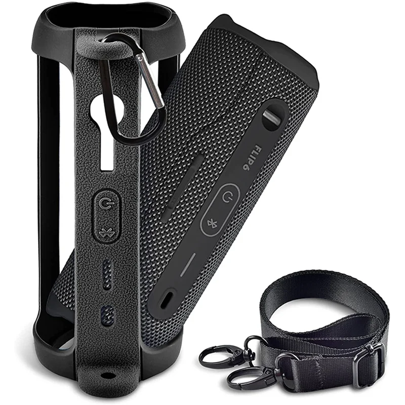 JBL Flip 6, custodia protettiva in silicone per JBL FLIP 6, custodia protettiva per custodia da viaggio con tracolla per altoparlante Bluetooth JBL FLIP 6 (grigio