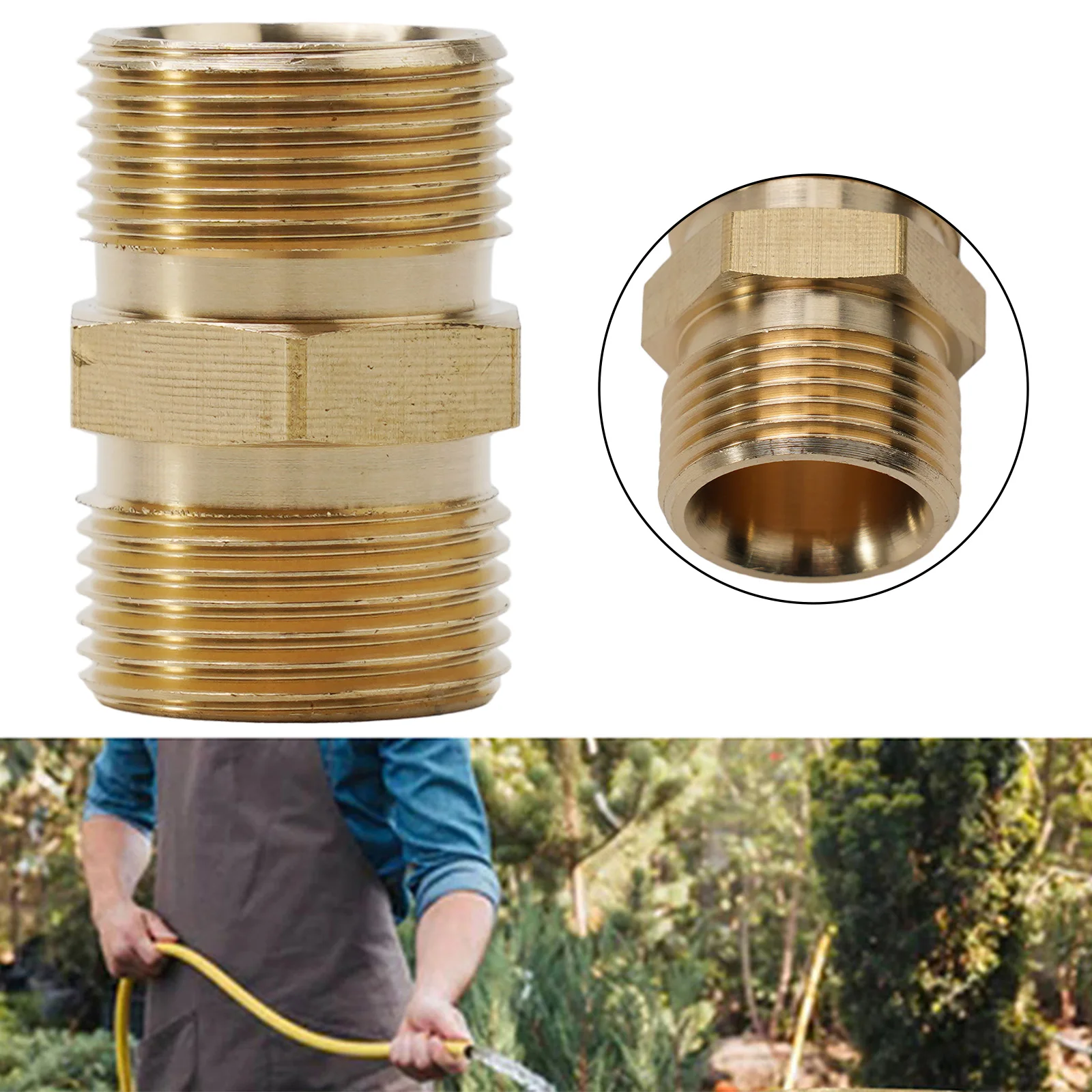 

M22 15/14mm Male Adapter Connector Gold Power High Pressure Washer Hose Outlet Pitch Quick Fitting Garden Tools Accessory