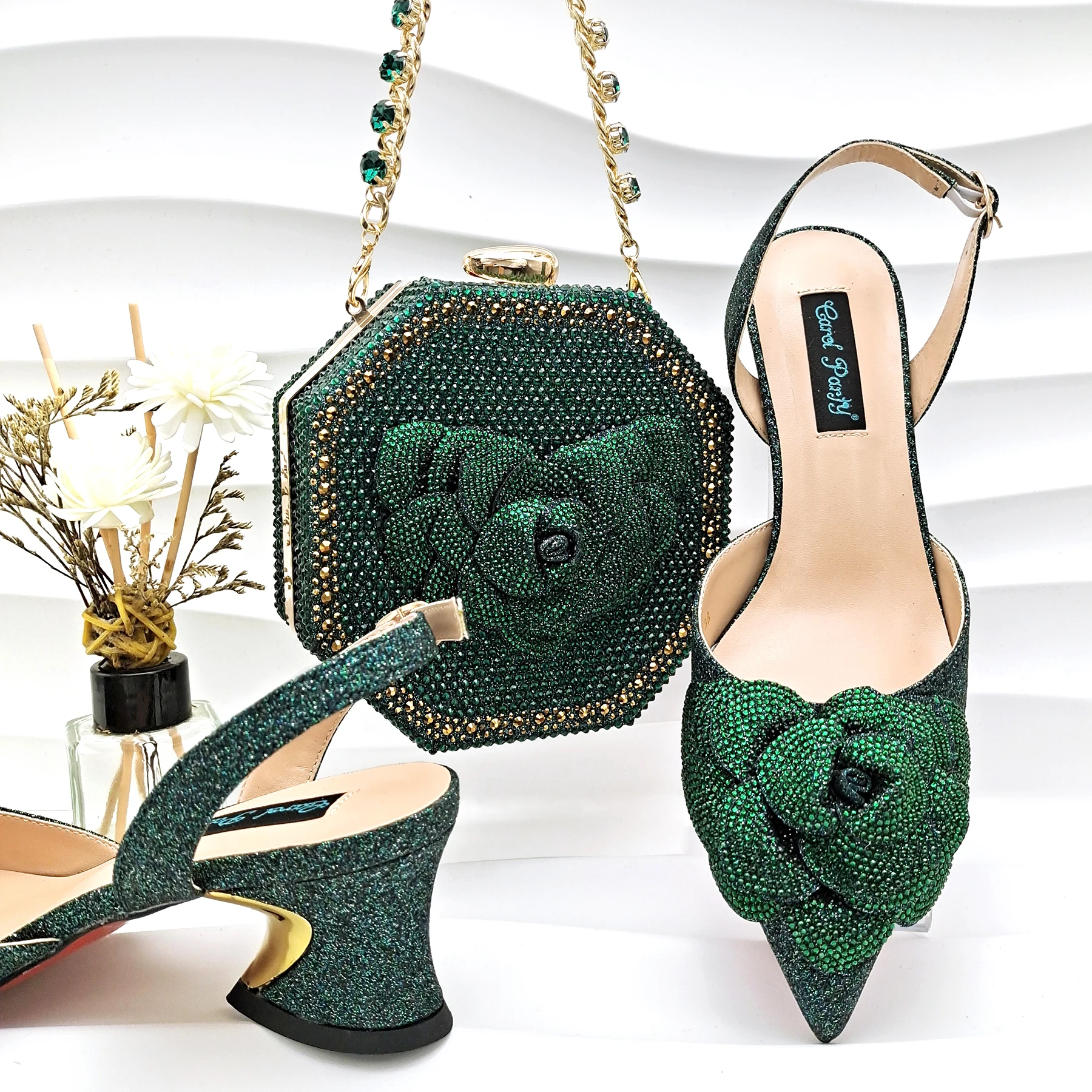 Doershow nice African Shoes And Bag Matching Set With wine Hot Selling Women Italian Shoes And Bag Set For Wedding  HYD1-22