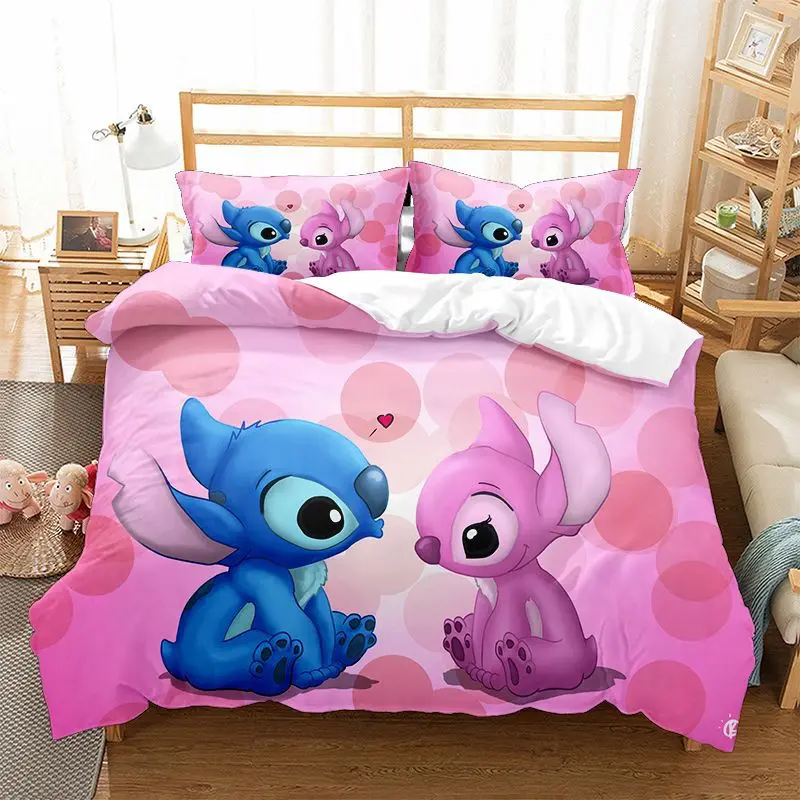 thumbnail image 1 of Disney-Juego de ropa de cama de Stitch, funda de edredón de dibujos animados de Anime, decoración de funda de almohada, funda de edredón para dormitorio, traje de cama, regalo para niños, 1 of 5