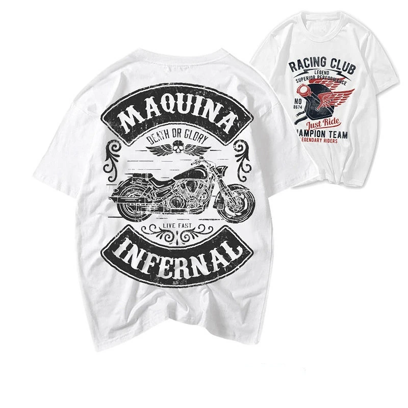 thumbnail image 1 of Camiseta de moto para hombre, camiseta de hip hop para hombre, camisetas con músculos, ropa de calle rock, ropa gótica grunge sin logotipo, camiseta elegante para fiesta en el gimnasio, 1 of 5
