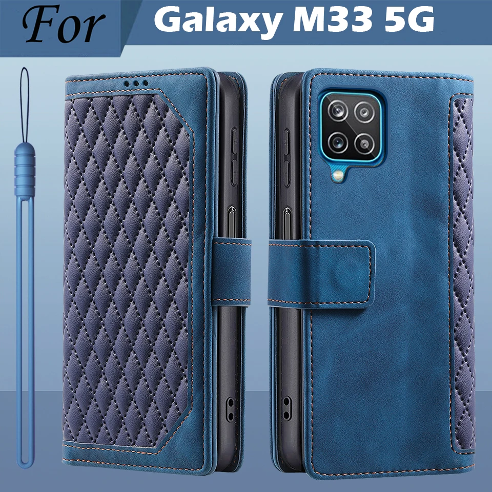 삼성 갤럭시 M33 5G 케이스, 충격 방지 플립 가죽 지갑, 휴대폰 커버, 삼성 M33 5G 케이스