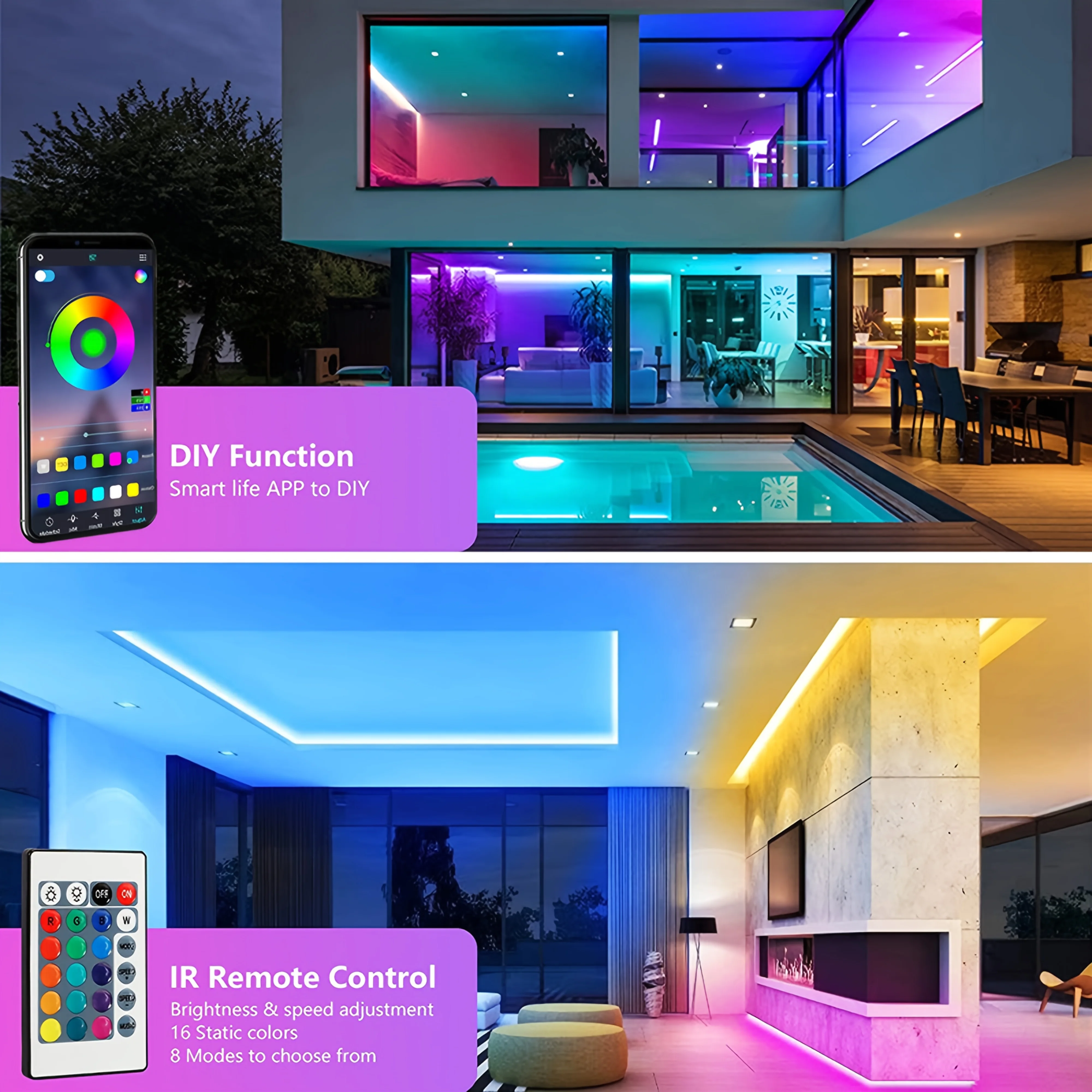 smart RGB Light Strip APP Remote Control 5V USB Music Sync Christmas LED Rope Lights Flexible Silicone Neon Tape Room Wall Decor