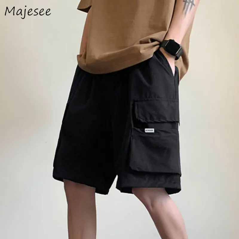 

Casual Shorts Men Cargo Summer Fashion Sporty All-match Loose High Street Big Pockets Teens Handsome Chic Japanese Style