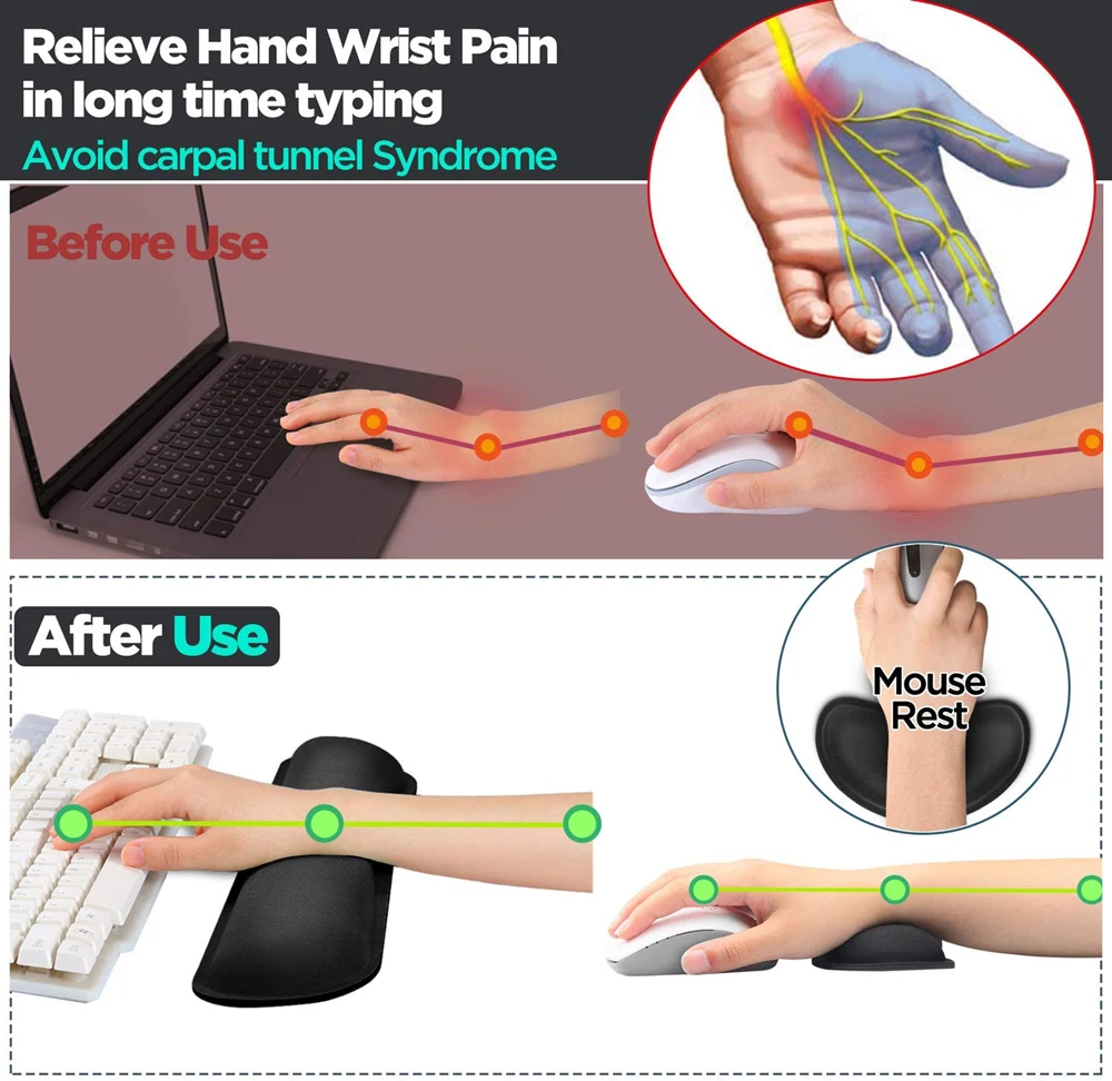 Ergonomische Handgelenkauflage Für Tastatur & Maus – Memory-Schaum, Rutschfeste Unterlage, Rosa