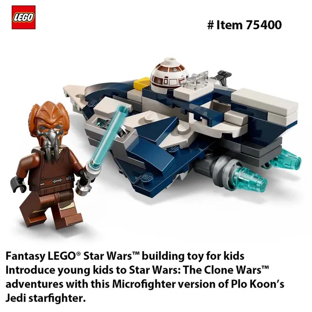 LEGO 75400 Star Wars Plo Koon’s Jedi Starfighter Microfighter Kids Toy Clone Wars Playset and Room Decor for BoysandGirls 89 PCS 2