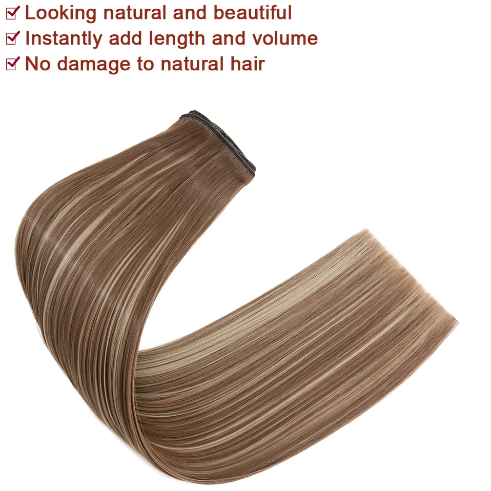 BENEHAIR Straight Clip in Hair Extensions 180g 22" 12PCS for Women Full Head Heat Resistant Synthetic Hairpiece