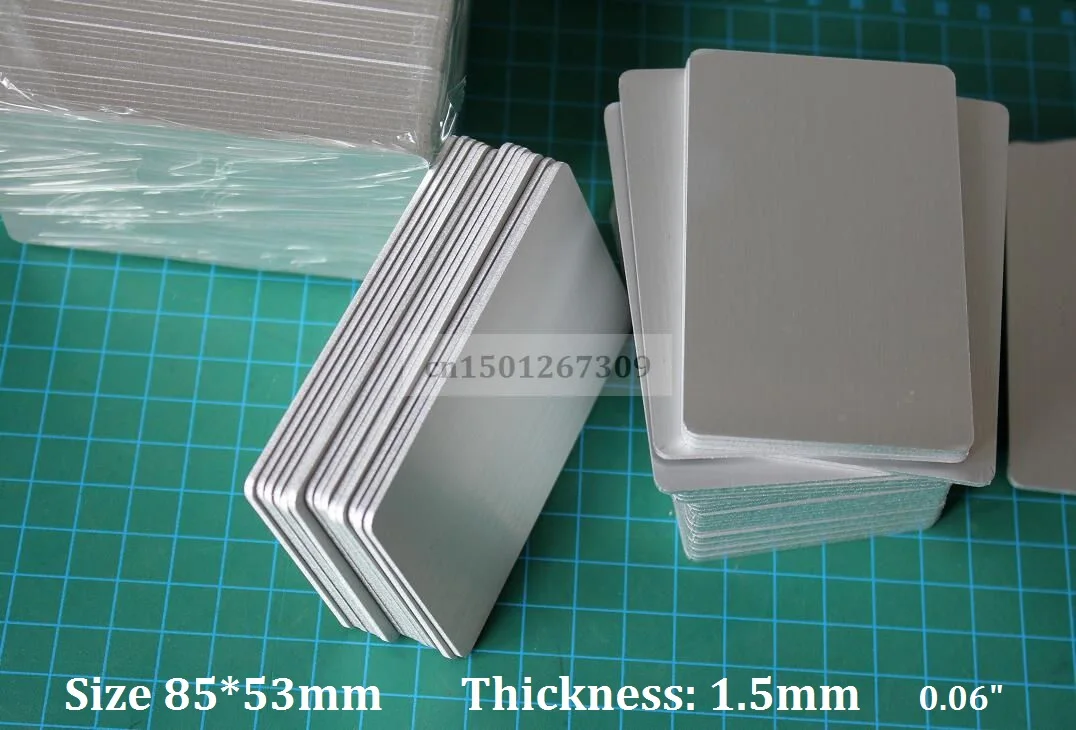 Thickness 1.5mm Anodized Matte Finish Silver Aluminum Metal Business Cards Laser Engraving