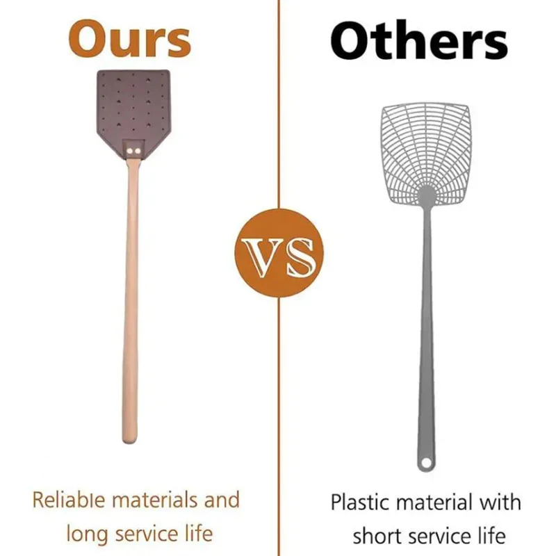 Leather Fly Swatter Long Handle Home Handheld Fly Swatter Ergonomic Handle Durable Outdoor Portable