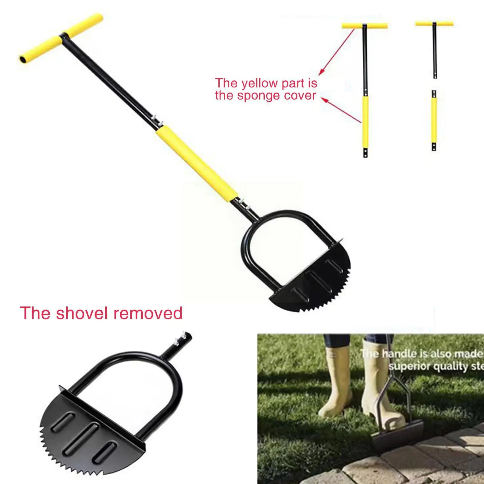 Half Moon Manual Edger Lawn Tool With Steel Long Handle(with Soft