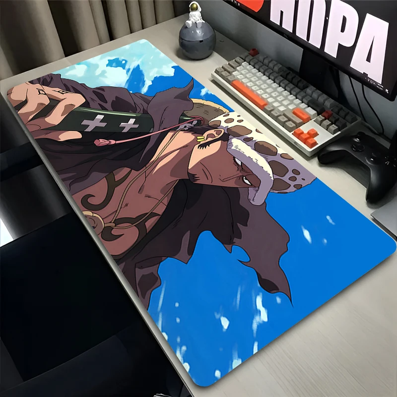 XXL Gaming Accessories Gamer Keyboard Desk Mat O-one P-piece Trafalgar D Water Law Non-Slip Laptop Mousepad 900X400 Mouse Mats 5