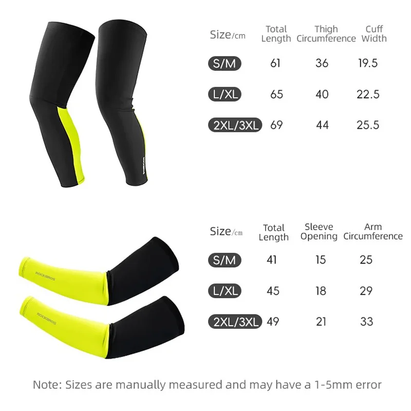 ROCKBROS Winter Leg Warmer Thermal Warm Cycling Sleeves Leg Warmers Men Women Fleece Arm Leggings Running Motorcycle Warmers 5