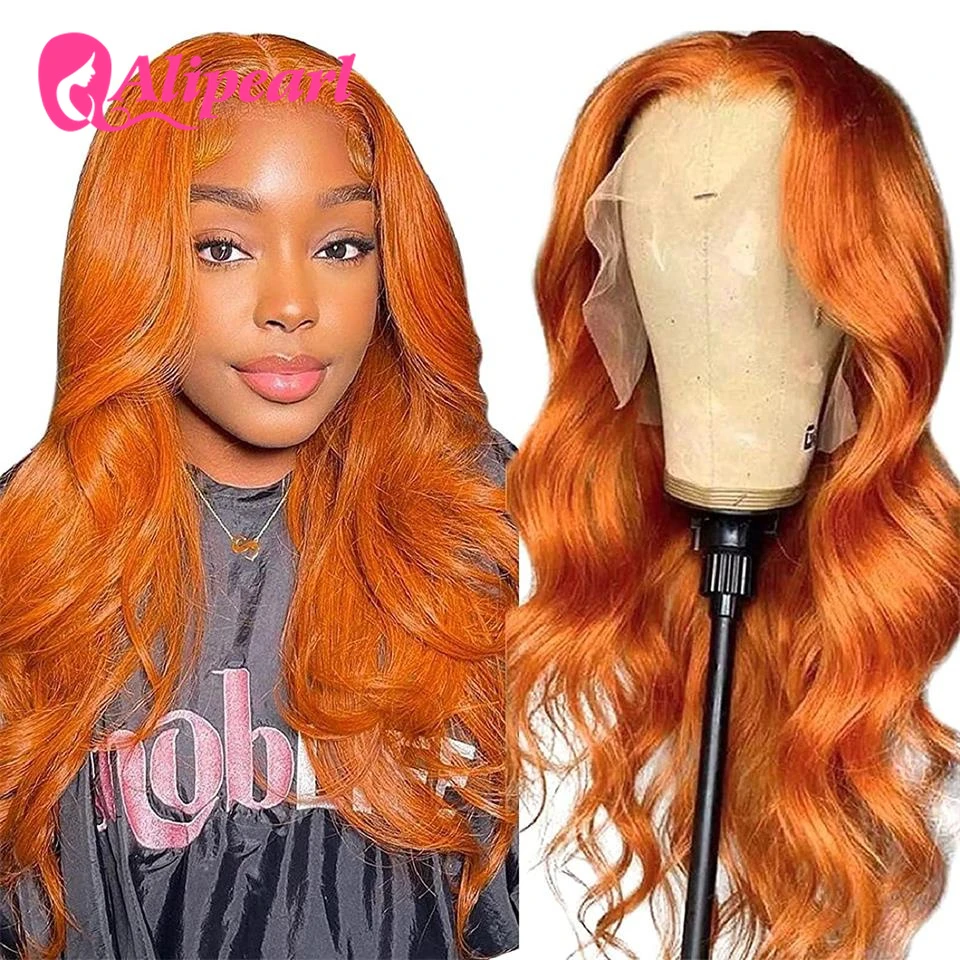 Ali Pearl Ginger Orange Lace Front Wig Human Hair Body Wave 13x4 Human Hair Wigs Pre Plucked For