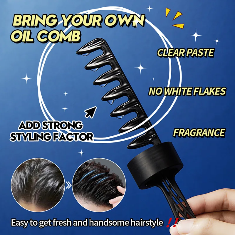 280ml Hair Styling Gel Oil with A Comb Head Gel Powerful and Durable Natural Fluffy and Fragrant Hair Spray for Curly