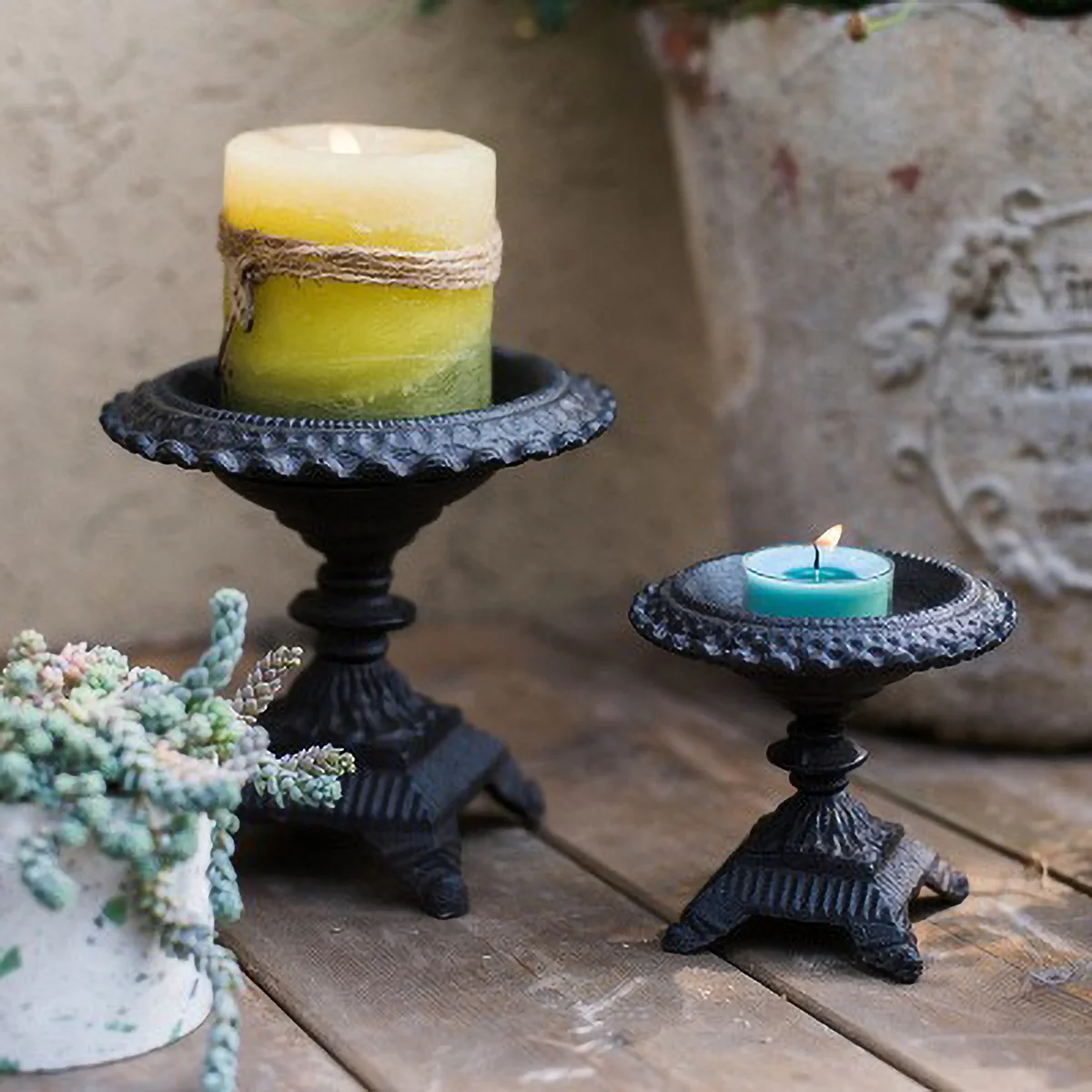 Antique Cast Iron Candle Holder 1