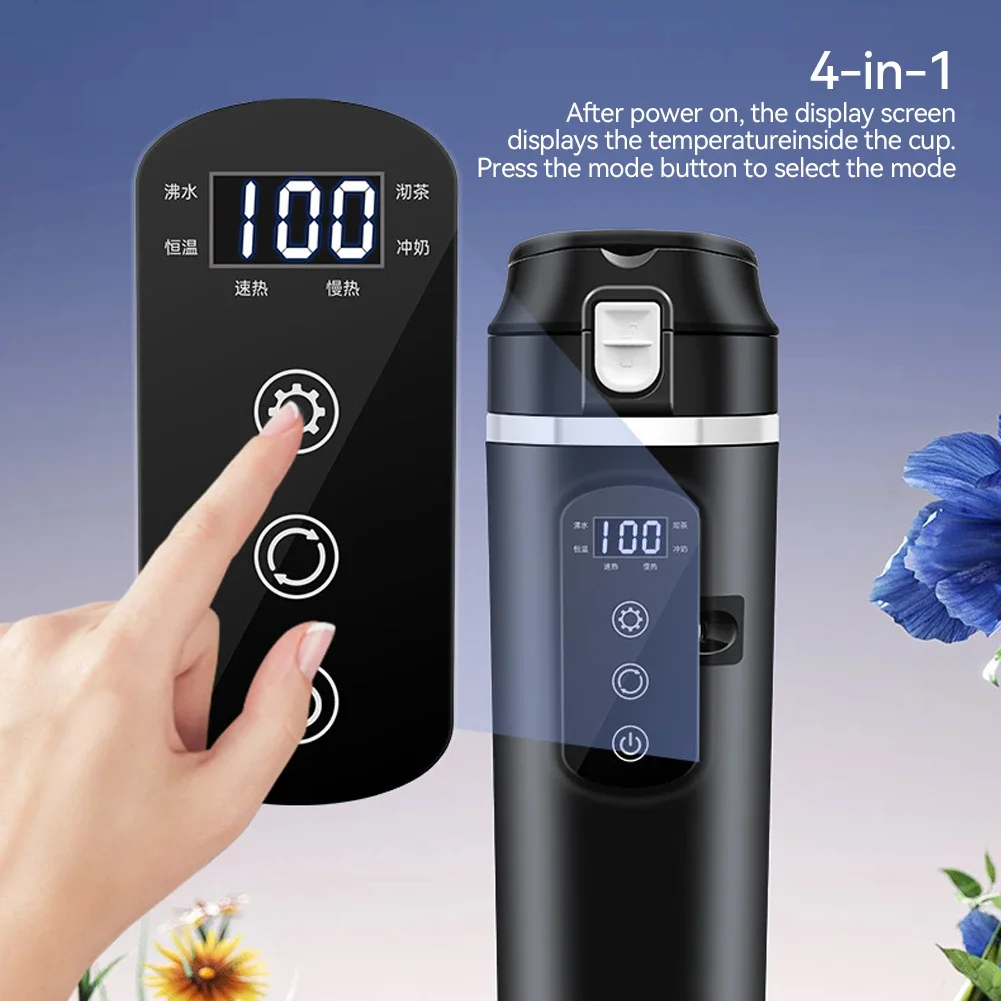 500ml Stainless Steel Car Heating Cup 12V/24V Smart Temperature Control Electric Kettle Stainless Steel Cup Water Warmer Bottle - Image 4