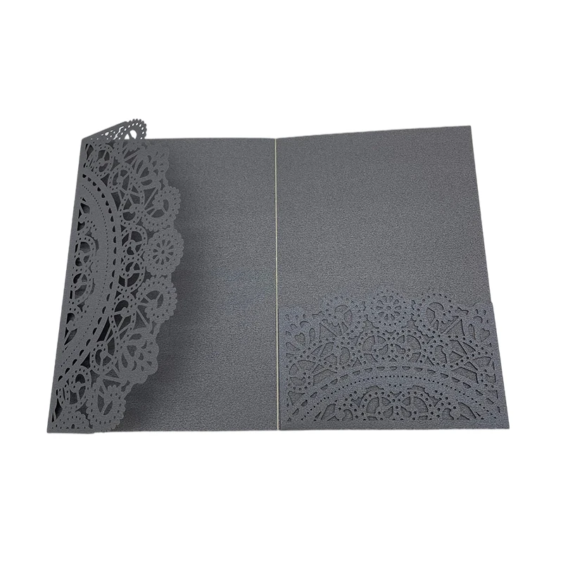 10pcs European Laser Cut Wedding Invitations Card Tri-Fold Lace Business Greeting Card Engagement Wedding Party Favor Decoration