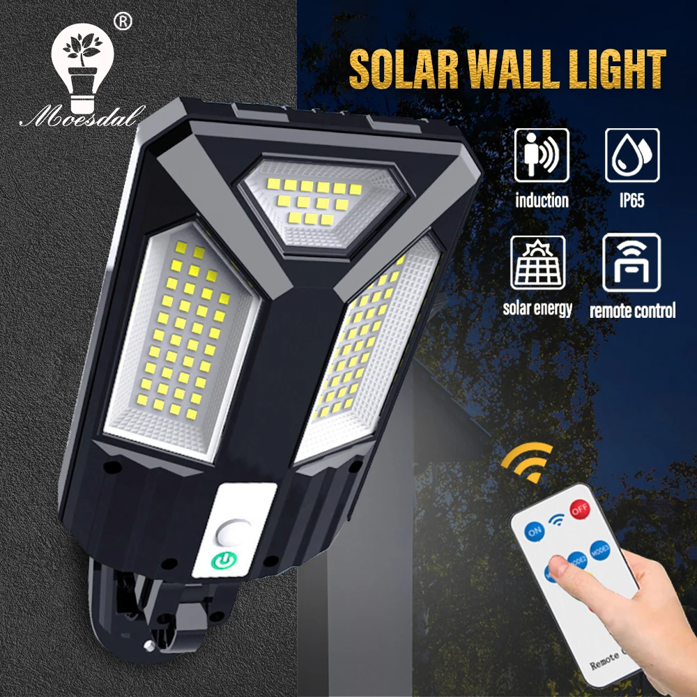 LED Solar Street Light Waterproof Outdoor Motion Sensor Wall Light 3 Modes with Remote Control for Garden Fence Path Front Door solar led light with motion sensor outdoor 3 modes solar lamp waterproof garden remote for wall light