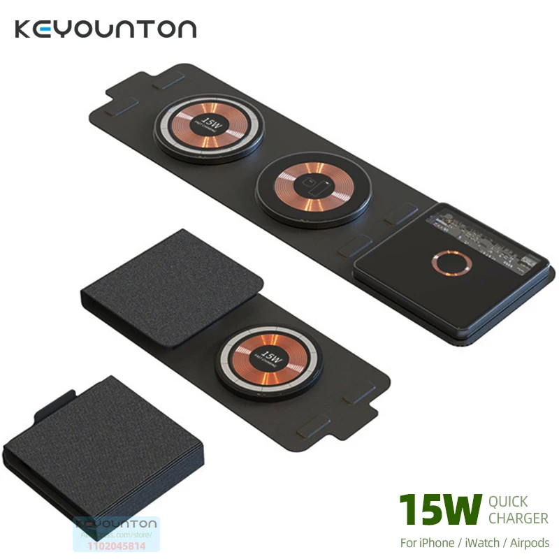 Caricabatterie Wireless Magnetico Trasparente Pieghevole Per Apple Watch Iphone 14 13 12 Pro Max 11 Airpods 15W Ricarica Wireless Veloce